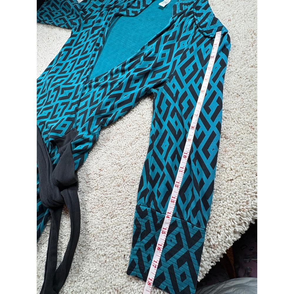 Diane von Furstenberg Tessa Wrap Dress Womens 2 Teal Geometric Silk Jersey - Picture 10 of 14